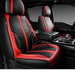 Nappa Leather Car Seat Covers 2 Front Seat only, Waterproof Luxury Leatherette Protector, Universal FIT