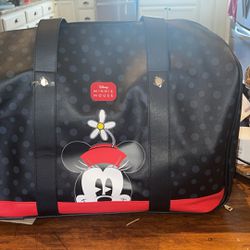 Bioworld Disney Minnie Mouse Rolling Duffle Bag Luggage Black & Red