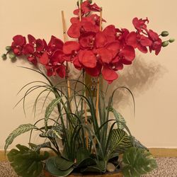 Red Orchid Floral Arrangement – Home Decor