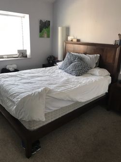 Queen Bed Frame and night stands like new IKEA bed