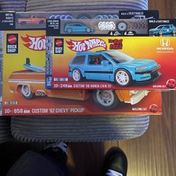 Hot Wheels Brick Shop 62 Chevy Pick Up And 90 Honda Civic EF