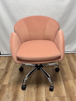 Pink Velvet Swivel Office Desk Chair - NEW