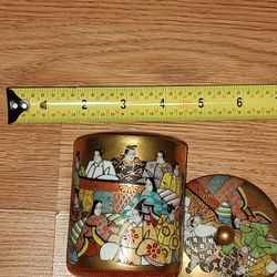 Vintage Hand-Painted Japanese Kutani Lidded Tea Cup
