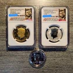 2014-W High Relief PF70 3/4 oz 24K Gold and Silver Kennedy Half Dollar NGC Cameo Coin