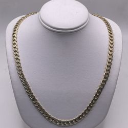 10KT Yellow Gold Diamond Cut Curb Link Chain