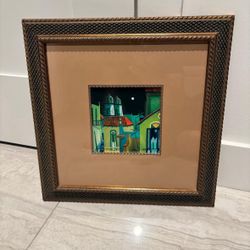 Agustin Gainza painting with 18 x 18 gold frame. 