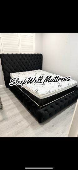 New Queen bed frame with mattress