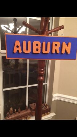 NEW HANDMADE WOOD HANGING AUBURN SIGN