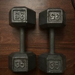 35 pound dumbbell set.