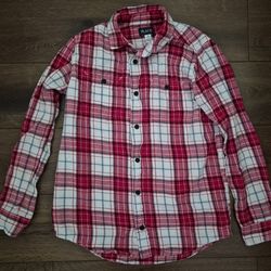 Children's Place Red White Plaid Button- Down Shirt Girl's Sz 16 XXL