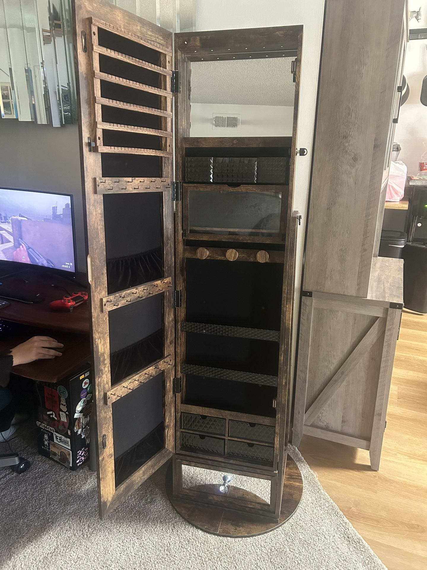 mirrored jewelry cabinet