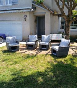4-Piece patio chair set gray frame gray cushions outdoor patio furniture set 4-Piece patio chair set 🆕