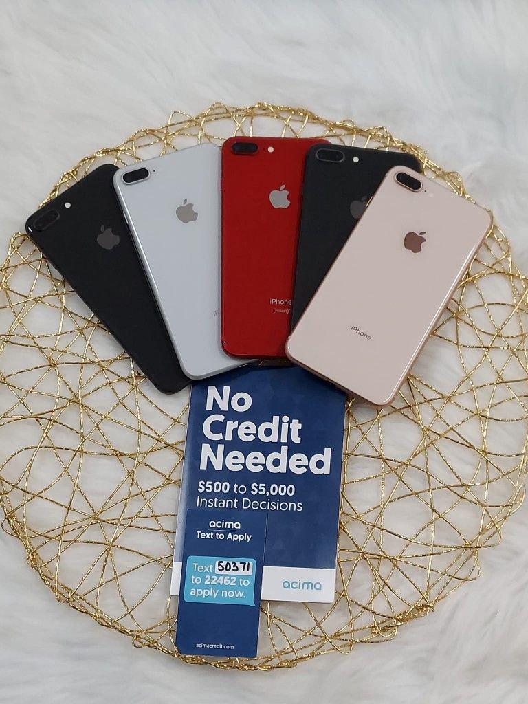Apple IPhone 8 Plus 64gb  Unlocked, FREE Smartwach/ Headphones. Pay $1 Today Rest in payments. NO CREDIT NEEDED FINANCING