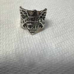 925 Silver Motorcycle American Biker Ring  Size 9