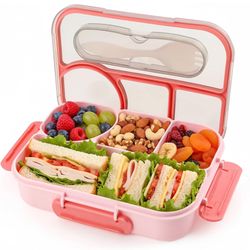Bento Box for Adults,4 Compartments Lunch Box, Snack Containers Reusable Lunch Containers Drop-Proof, Dishwasher Safe & Made with BPA-Free Materials, 
