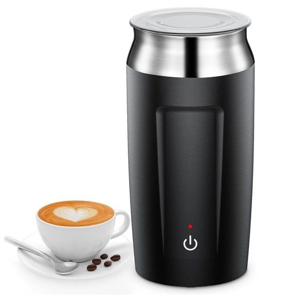 Electric Milk Frother Automatic Milk Foam Maker with Heating and Stirring Function  One-Button Operation Coffee Cappuccino Latte Macchiato Black