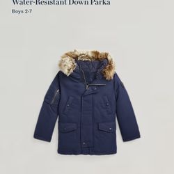 Kids Polo By Ralph Lauren Water-Resistant Down Parka Coat Size 7, Navy