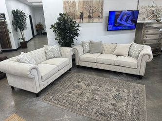 Chesterfield Sofa & Loveseat - Beige Color *(Chair sold separately - $550.00)