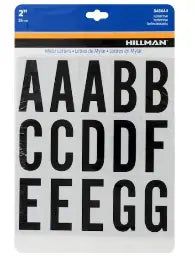 HILLMAN - 2 in. Reflective Black Vinyl Self-Adhesive Letter Set A-Z 63 pc