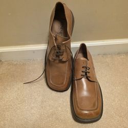 Men's Brown Leather Square Toe  Dress Shoes