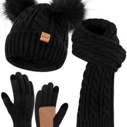 Available. New. Winter Hat Scarf Glove Set for Women