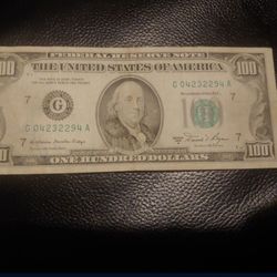 1981 Series$100 bill and 128 Year Old Quarter (25 Cent Coin From 1898)