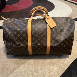 💯 Authentic Louis Vuitton Keepall 50 in Monogram w/Luggage Tag and Dust Bag