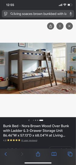 Living Spaces Nora Twin Bunk bed with pull-out dresser and ladder