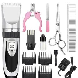 Dog Clippers,Low Noise Pet Clippers, Electric USB Rechargeable Dog Trimmers Clippers,Professional Heavy Duty Cordless Dog Grooming Clippers Kit for Sm