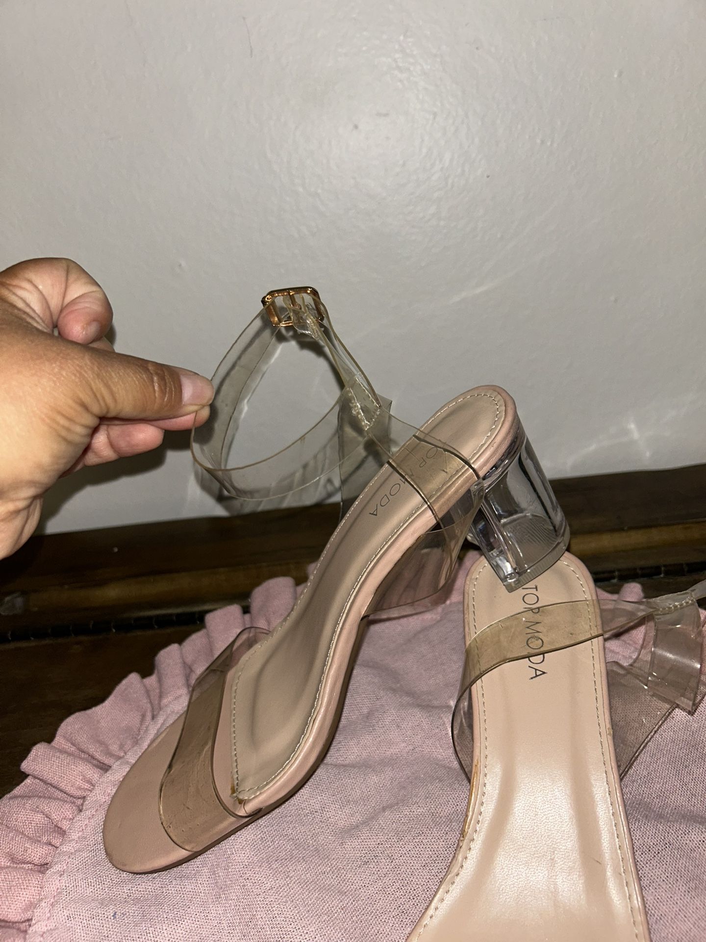 Clear Nude Strap Heels