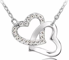 Double Heart Silver Necklace