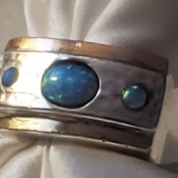 925 Vintage Australian Opal Ring - 7 - 7.5