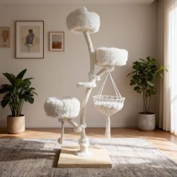 New 70" Modern Multi-Level Cat Tree Tower for Indoor Cats, Cat Trees with Sisal Scratching Post, Luxury Cats Tower Furniture for Multiple Cats with Sw