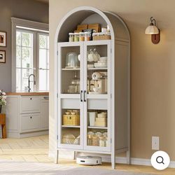 71" High Arched Kitchen Sideboard, 5-Tier Arched Cabinetry Wooden Sideboard with