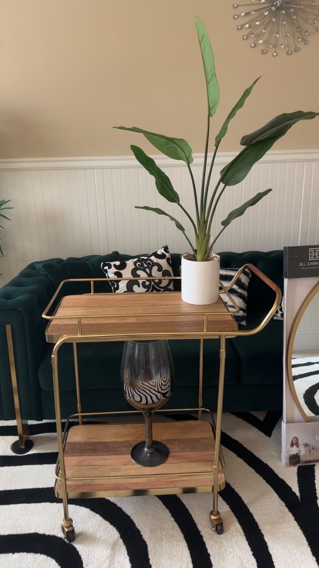 Medal, Wood Gold Rolling Bar Cart