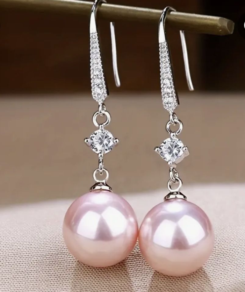 Crystal Zircon Imitation Pearl Earrings