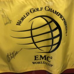 Ernie Els and Reteif Goosen autographed pin flag