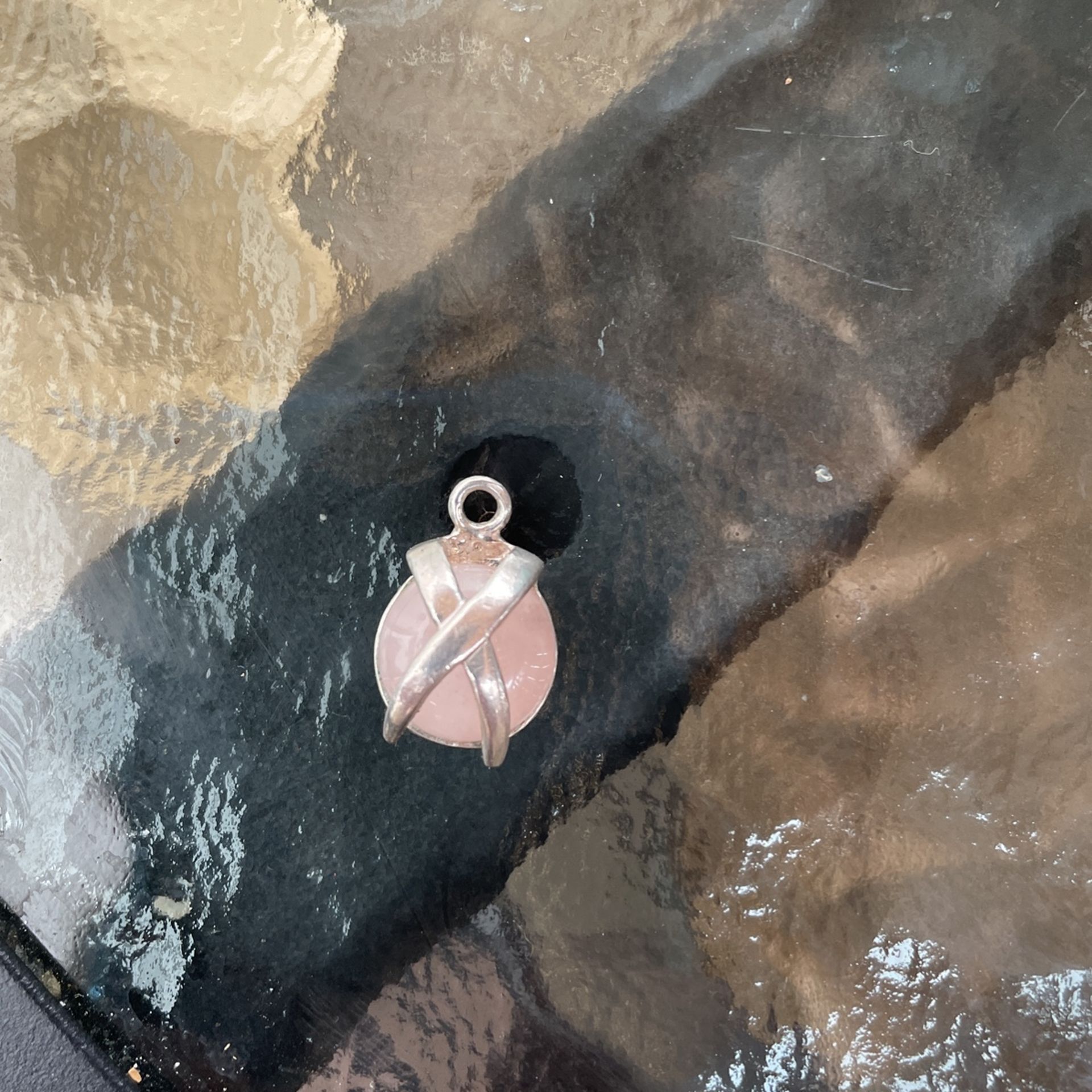Sterling Silver Charm With Pink Stone