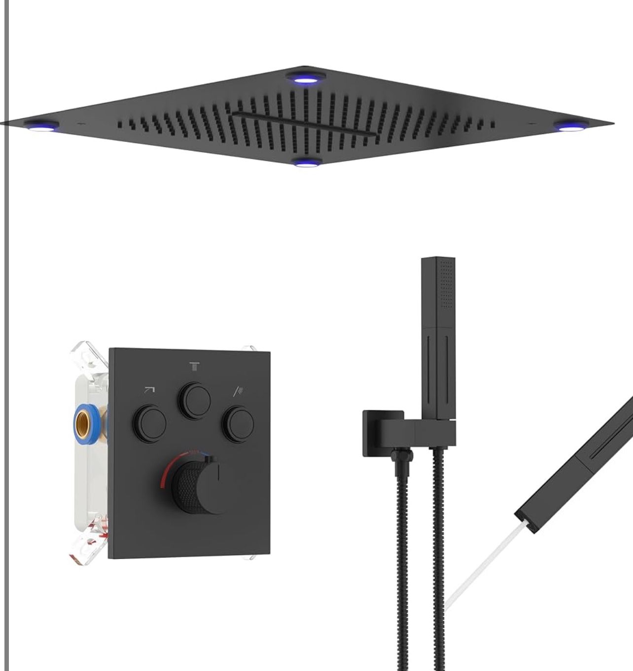 Brand New In The Box- VANFOXLE Thermostatic Shower Faucet Set Matte Black Shower System,Push Button Diverter Shower Faucet with 2 in 1 Handheld,Ceilin