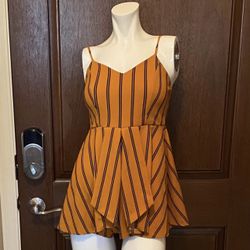 Adorable Pumpkin with Black Stripes Romper