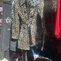 Michael Kors Leopard Jacket With Built In Belt