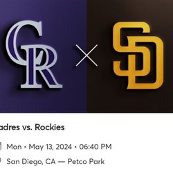 Padres VS Rockies Monday MAY 13 @ 6:40 