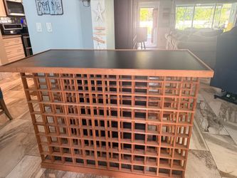 Large Wood Wine Rack with Black Top