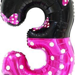 Giant Pink Number Three Balloon