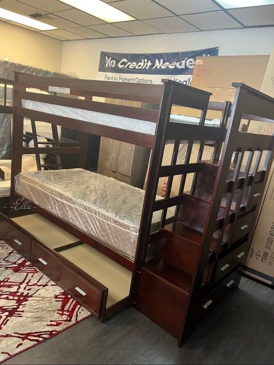 Allentown Espresso Bunk Bed $10 Down Payment And Financing Available