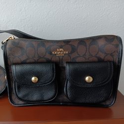 Coach Pennie Signature Crossbody Bag Brown