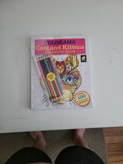 Coloring Book. Heavy Duty Pages And Colored Pencils. 2 Pages Colored But taken Out. Perforated Easy Rip Out Pages. 8x10 Size.