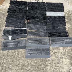 Used Lot Of 25 Miscellaneous Keyboards = $1 Each