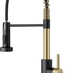 FORIOUS Kitchen Faucet with Pull Down Sprayer, Stainless Steel Commercial Single Handle Classic Spring Pull Out Sink Faucet for Pot Filler, Farmhouse 