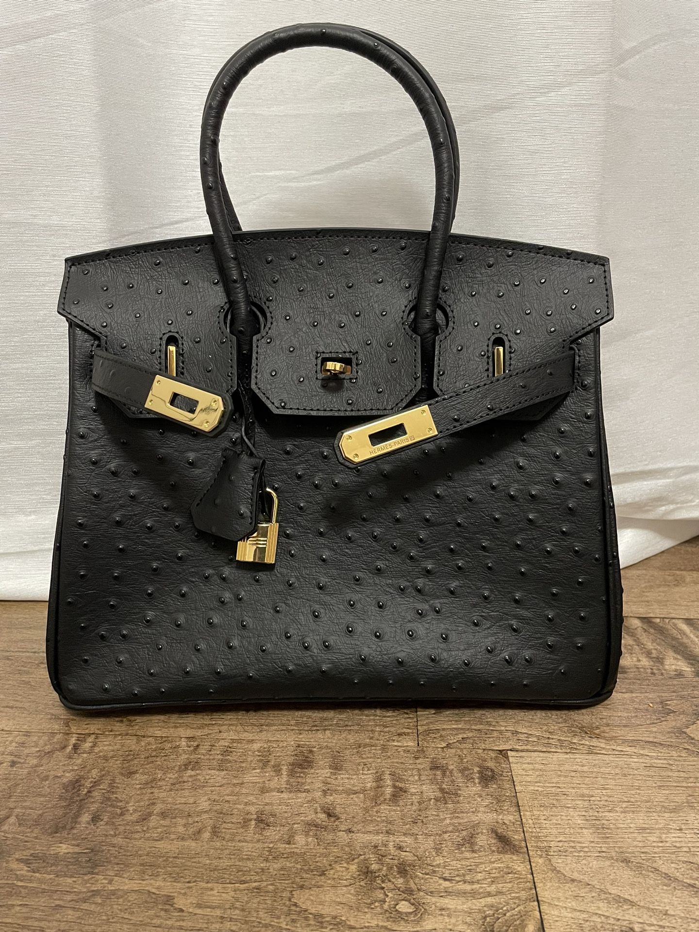 Hermes Black Ostrich 25cm bag